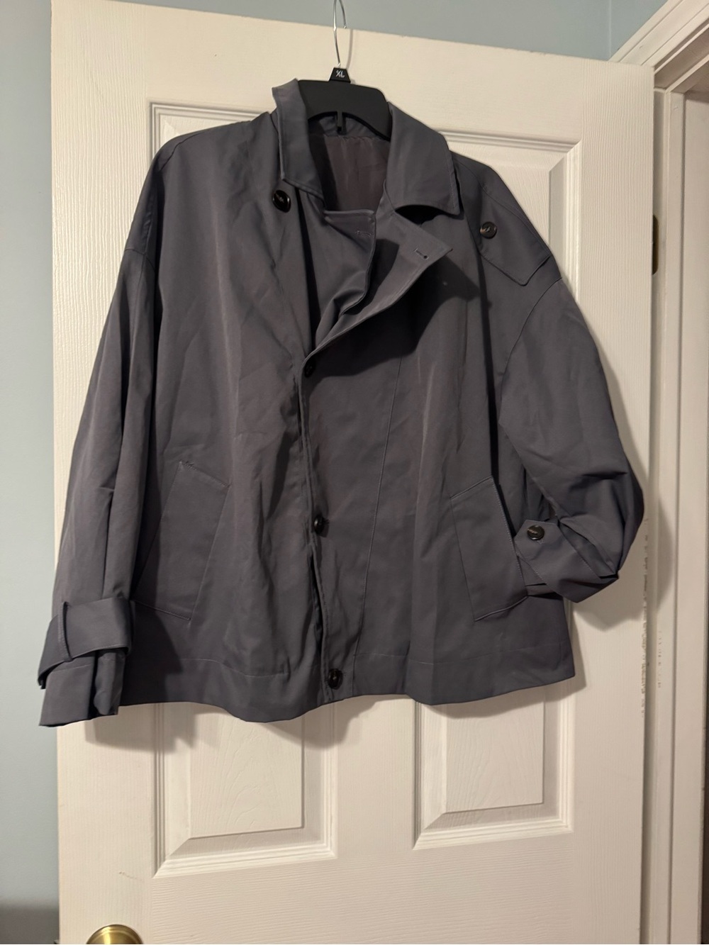 Womens Gray Lightweight Button-Front Jacket
